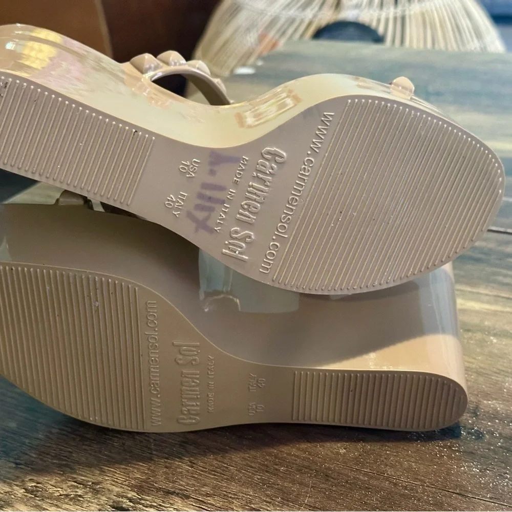 Stylish Studded Tan Wedge Sandals